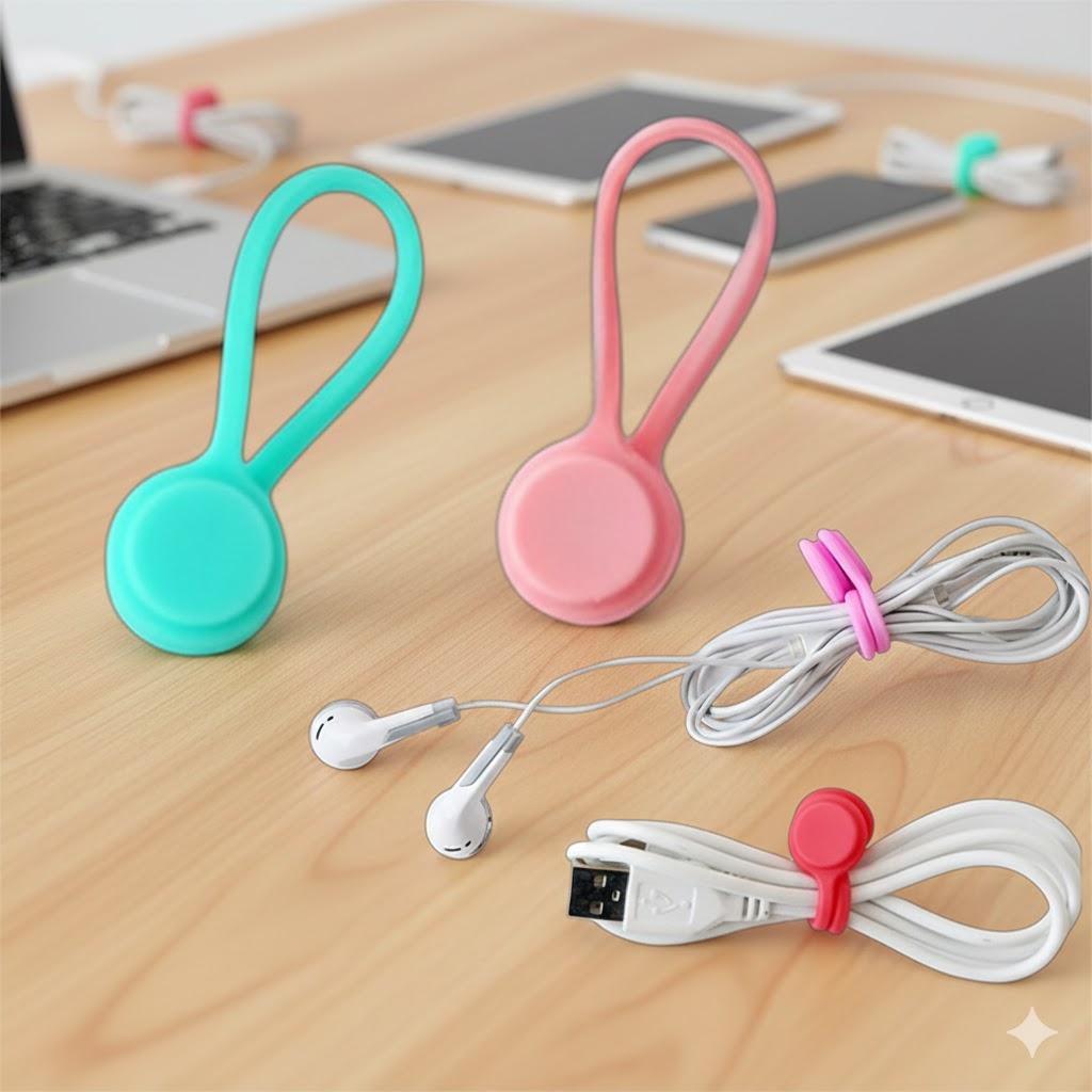 3-Pack Silicone Cable Organizer, Reusable Magnetic Data Wire Winder, Anti-Slip Wear-Resistant Stress Toy, Home Car Office Wire Management Tool