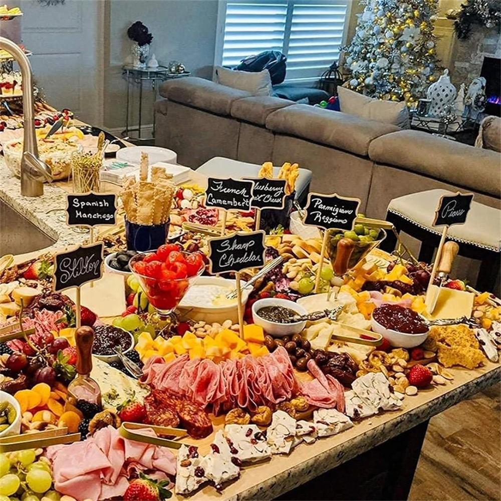 Mini Blackboard Signs Set, 10 Small Wooden Labels with Stand, Table Display Markers, Position Cards, Food Tags, Wedding Decorations