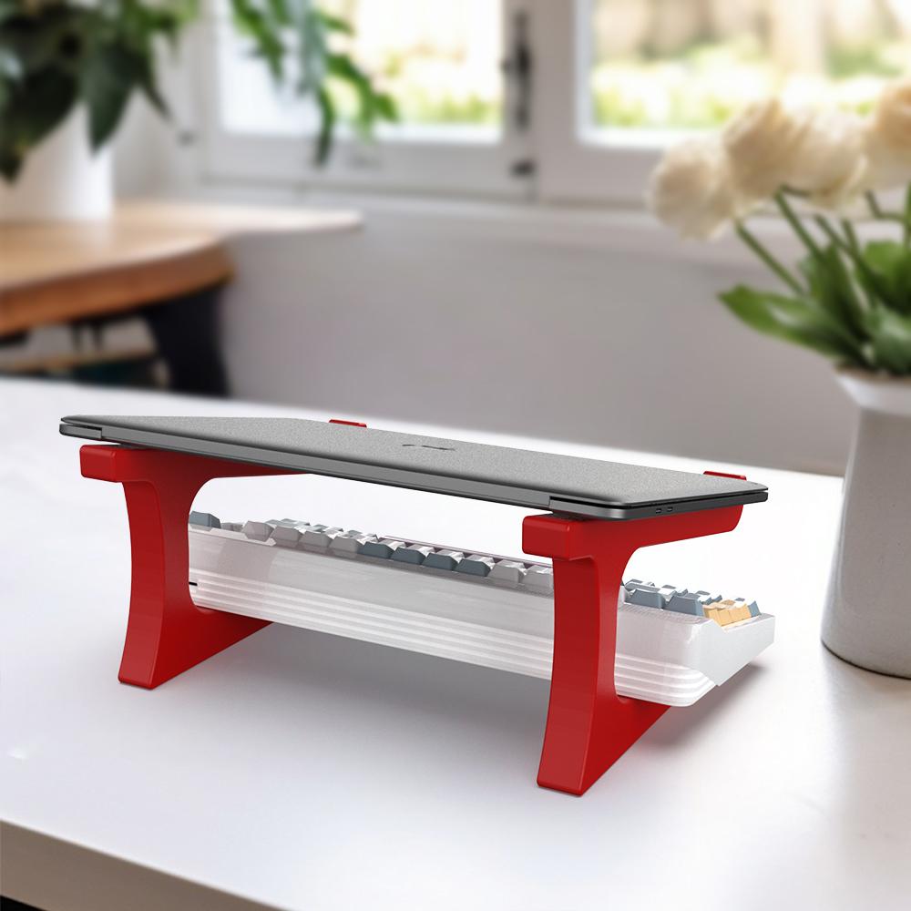 Multifunctional 3D Printed Keyboard Stand, Laptop Stand, Dual Device Support for Study & Office, Adjustable Angle for Living Room Entertainment