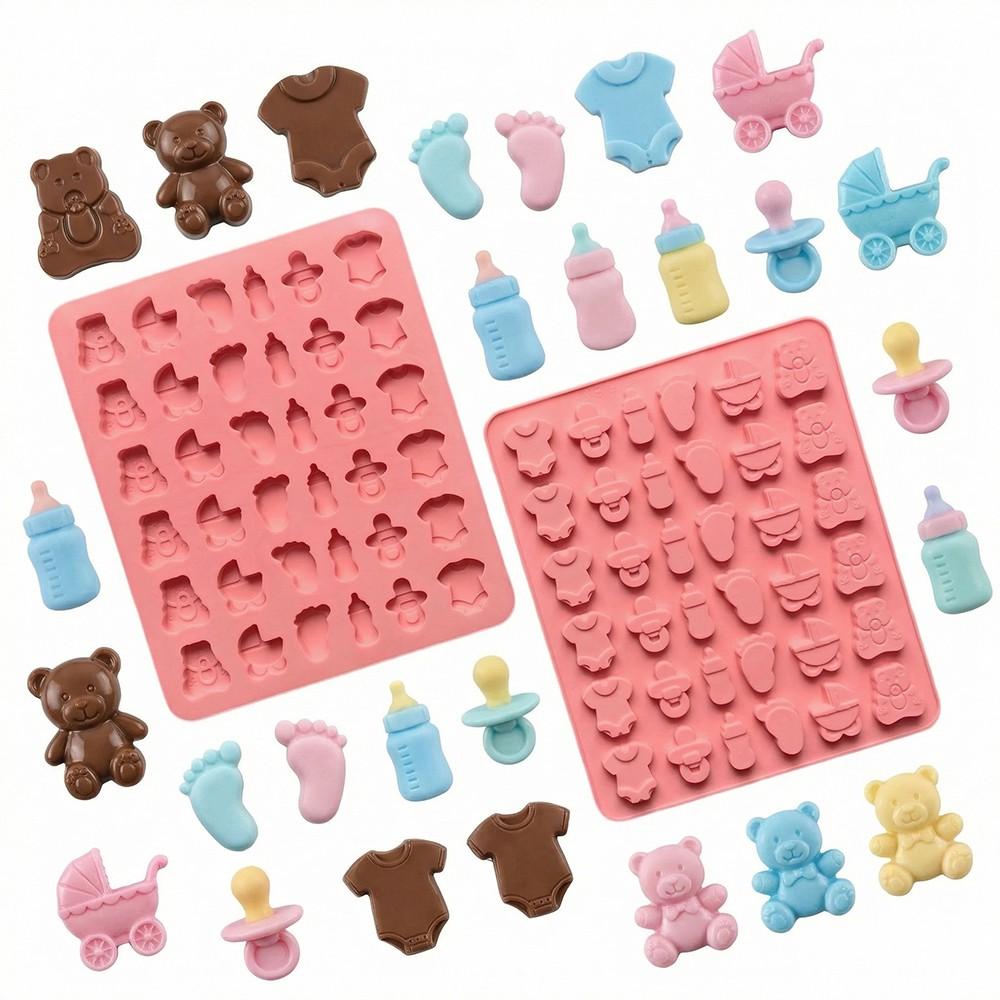 3pcs Silicone Molds Set, 36-Hole DIY Chocolate Candy Cake Decorations, Bear Bottle Foot Shape, Perfect for Baking & Crafting