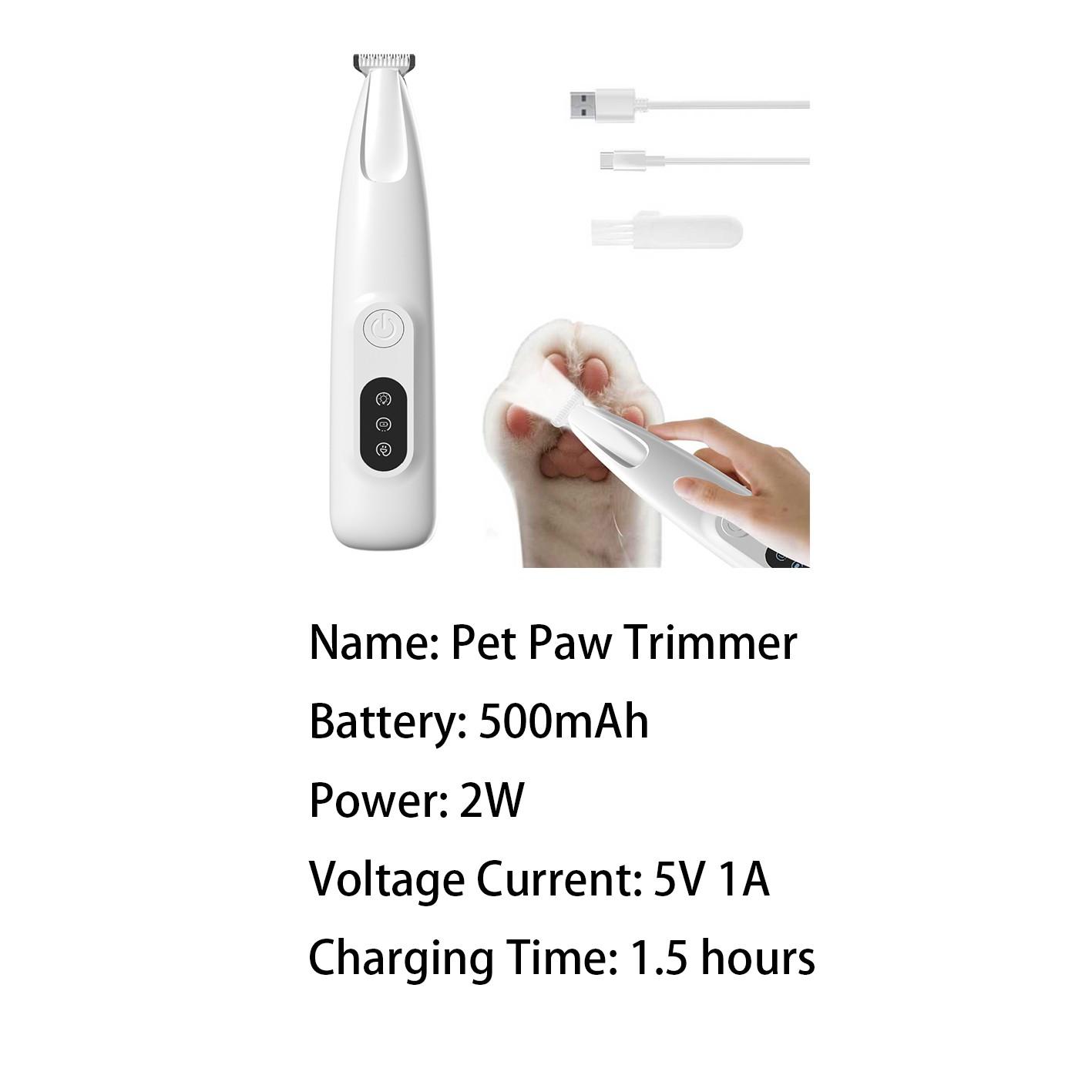 Pet Paw Trimmer with LED Light – Electric Dog & Cat Hair Clipper, 18mm Wide Blade, Low Noise Grooming Tool for Paws, Eyes, Ears, Face and Rump.