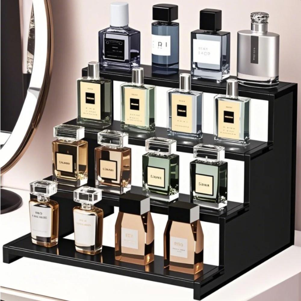 Perfume Display Stand, Perfume Organizer Rack, Multi-Functional Display Stand, Suitable for Perfumes, Skin Care Products, Handmade Dolls and Desserts, Applicable to Dressers, Desktops, Cabinets and Party Scenarios