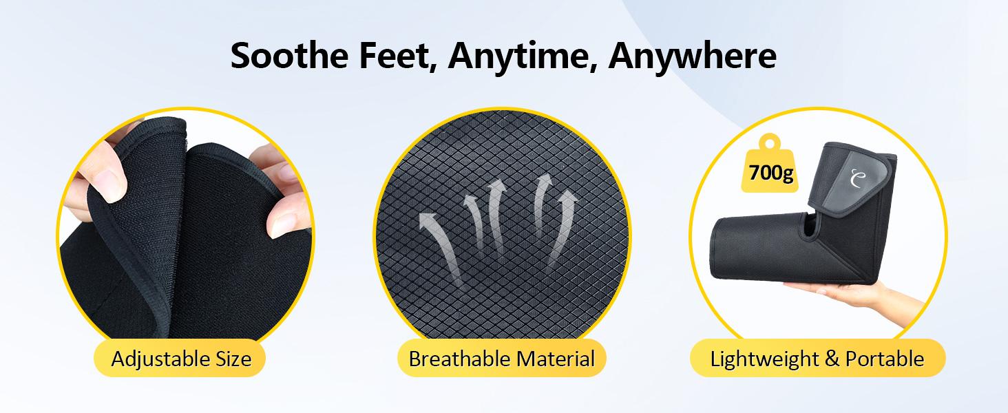 1 Pieces Cordless Rechargeable Foot Massager with Air Compression, Heating & DIY APP - Fits Sizes 6 to 10 for Smart Foot Care