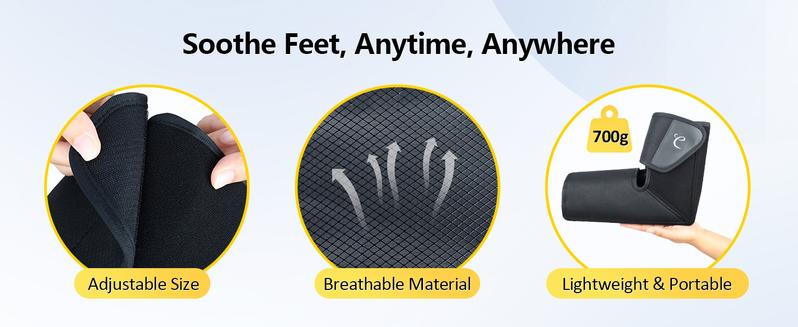 1 Pieces Cordless Rechargeable Foot Massager with Air Compression, Heating & DIY APP - Fits Sizes 6 to 10 for Smart Foot Care