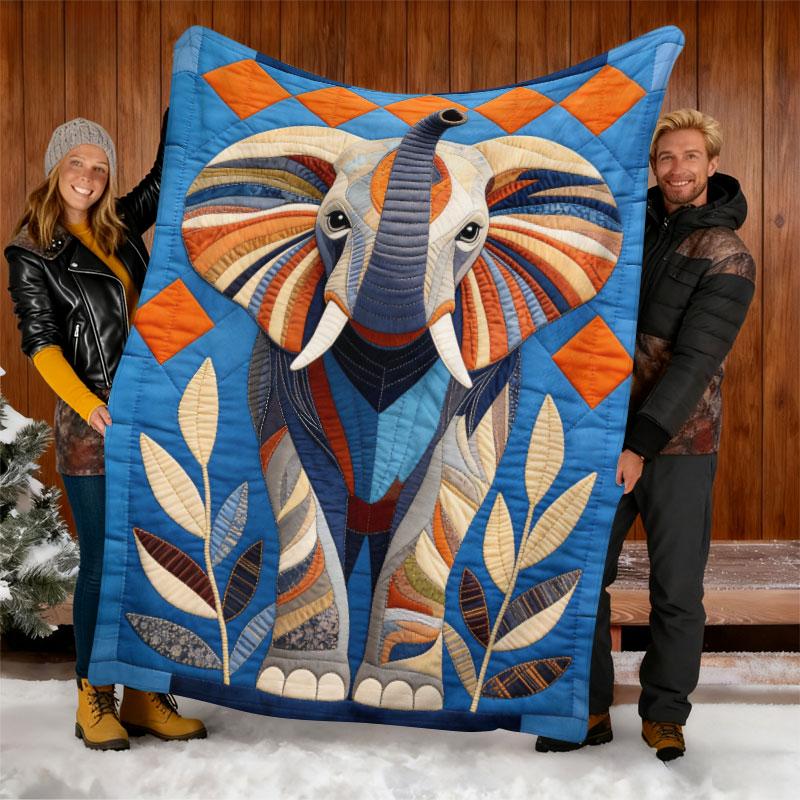 Creative Elephant Pattern Quilted Blanket, Winter Home Decor Essential, Warm and Comfortable, Multi-Purpose, All Ages