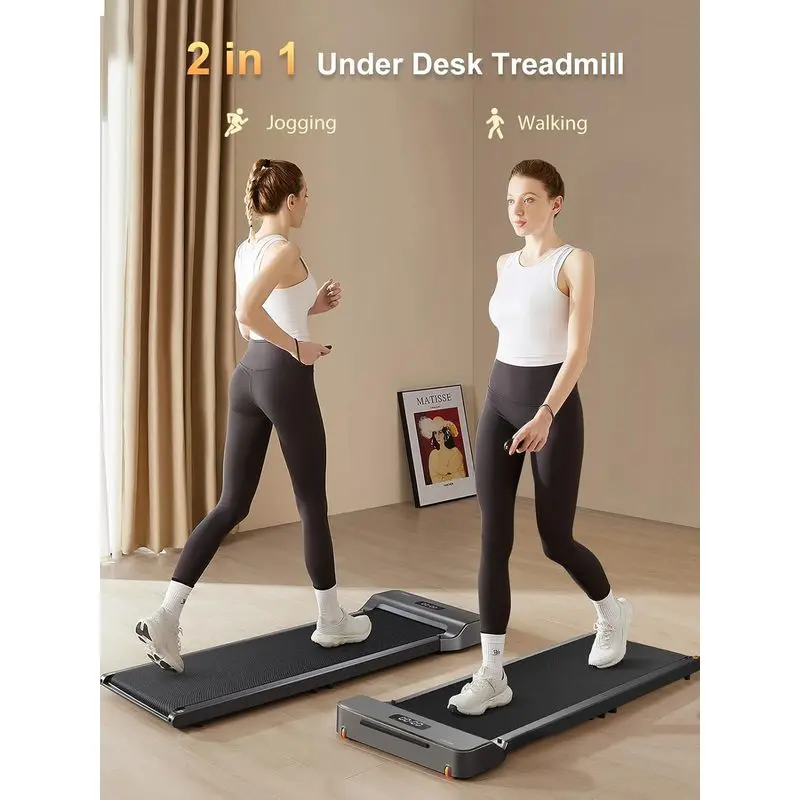 Treadmill with 9% automatic incline adjustment, smart treadmill, suitable for home and office use, multi-functional under-desk treadmill