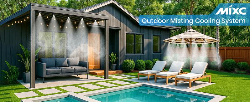 MIXC 75FT Outdoor Misting Cooling System – Pre-Assembled Patio Mister Kit with 23 Brass Nozzles | Instant 73 °F Cooling for Backyard, Pergola & Garden