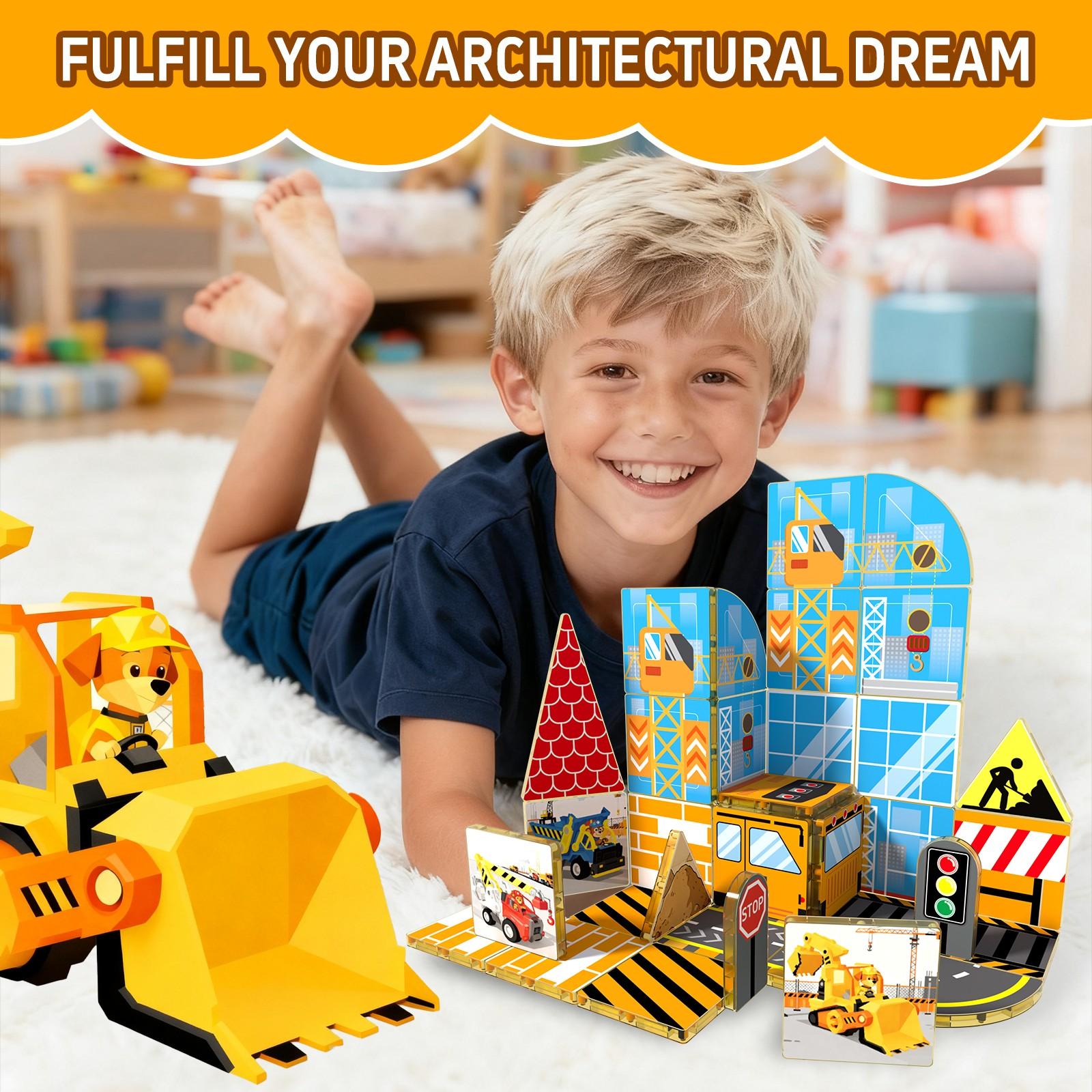 48pcs/52pcs Magnetic Tiles, Animal Farm Building Blocks, Stem Educational Toy, Creative Puzzle Board, Birthday Gift for Kids Ages 3-12