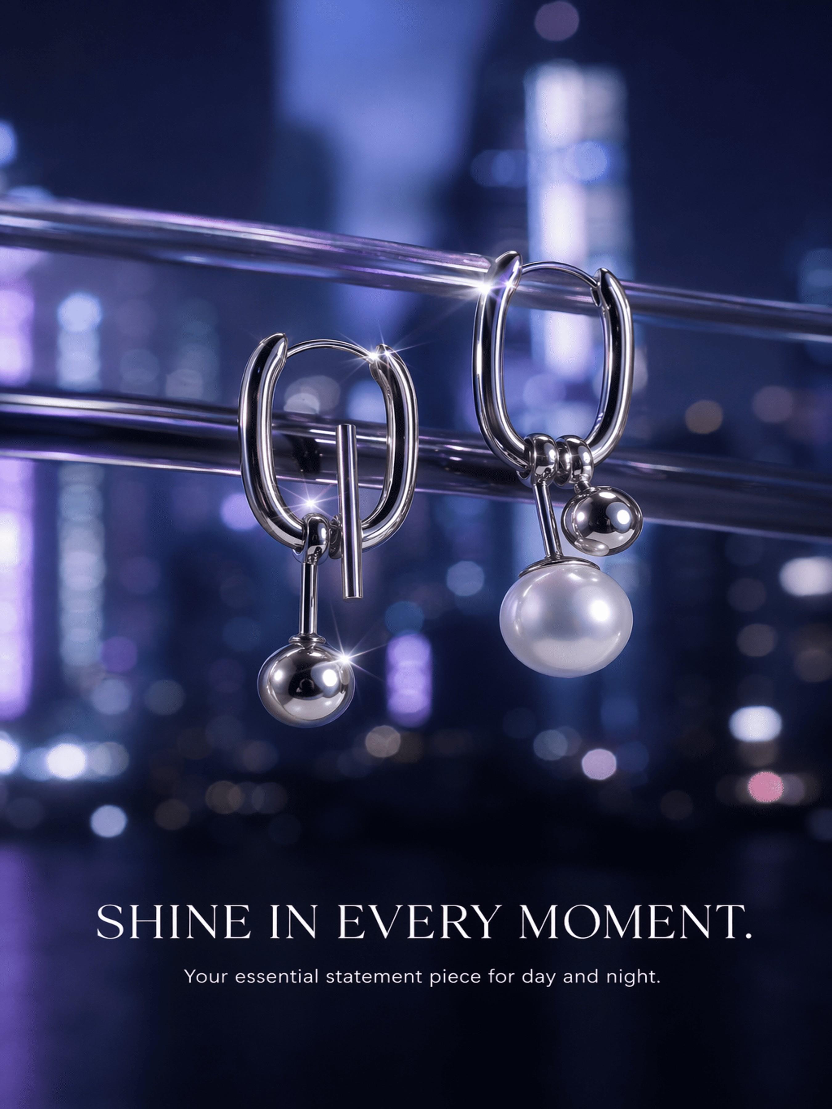 Asymmetrical Pearl Drop Earrings, Minimalist U-Shaped Metal Design, Enhances Facial Shape, Elevates Daily Details