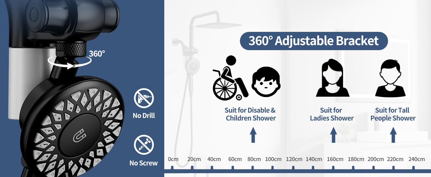 Dual Shower Heads with Handheld Spray Combo Set, Magnetic Filtered Showerhead, Bathroom High Pressure Rainfall Shower Head and Handle Set with Filter for Hard Water, 79" Long Hose