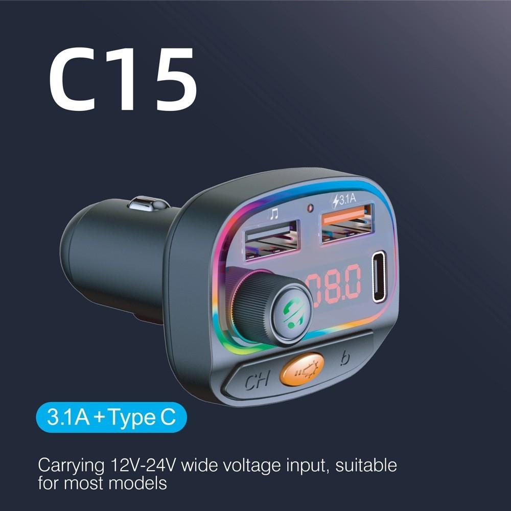 Car BT Fm Transmitter, Wireless Mp3 Player, Handsfree Call, USB a Type-C Phone Charger, Mp3 Music Player Car Adapter