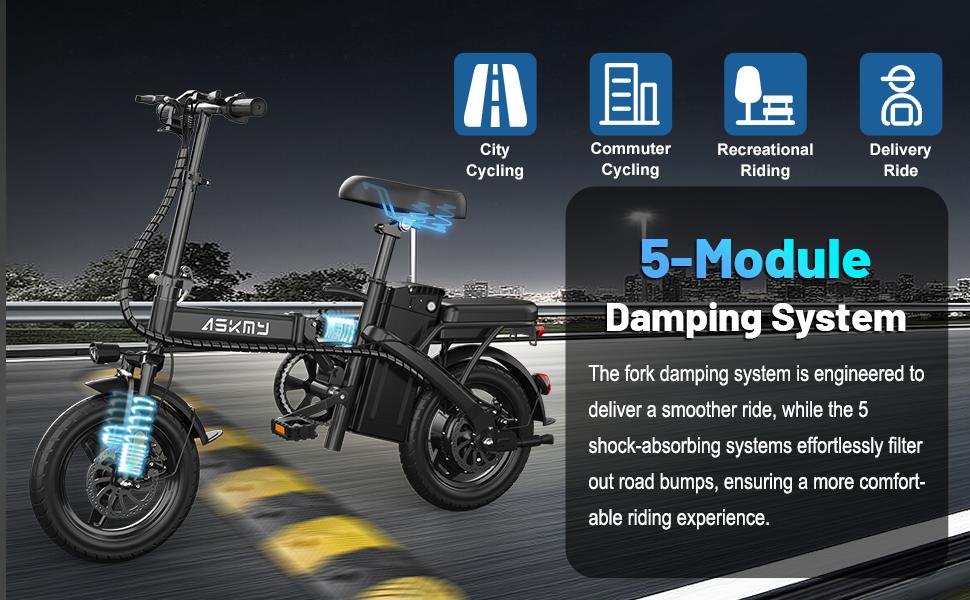 E14 Urban Folding Electric Bike 1000W – Extended Range up to 45 Miles | 14" Tubeless Tires, Dual Disc Brakes | UL Certified, Puncture-Resistant Battery, 12-Month Warranty, Lightweight 30KG, Easy Storage