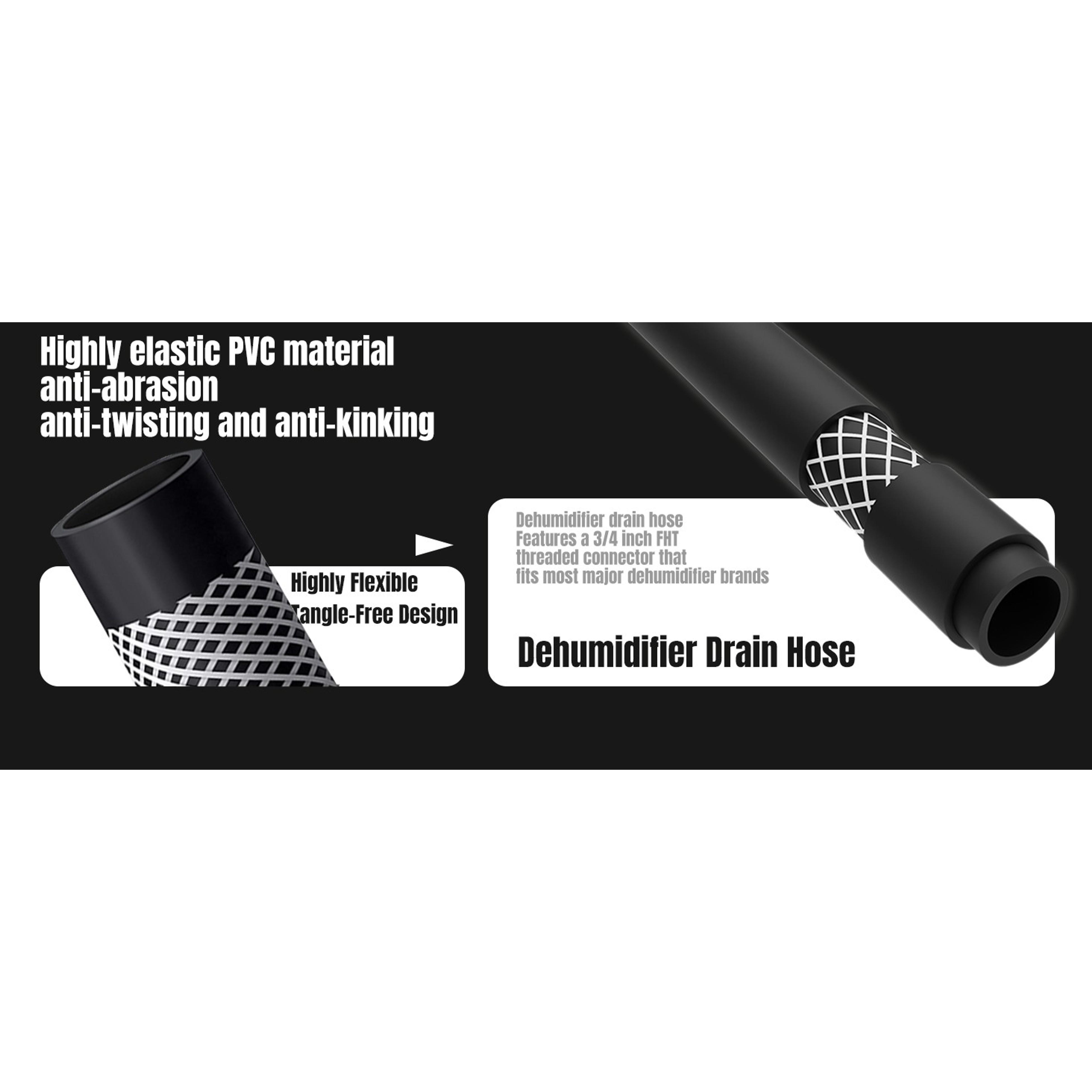 13FT Dehumidifier Drain Hose with 3/4 Inch FHT Rust-Resistant Connector | Leakproof Portable AC Thickened Durable Dehumidifier Hose Indoor Perfectly Fit Most Dehumidifier Models (7 Length Options)