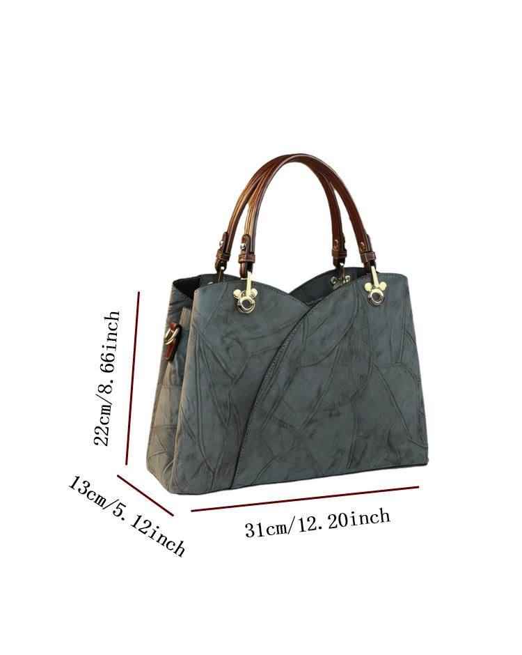 Elegant Vintage Patchwork Handbag, Large Capacity Commuter Tote Bag, Lightweight Luxury Mom Bag, Single Shoulder Crossbody Bag