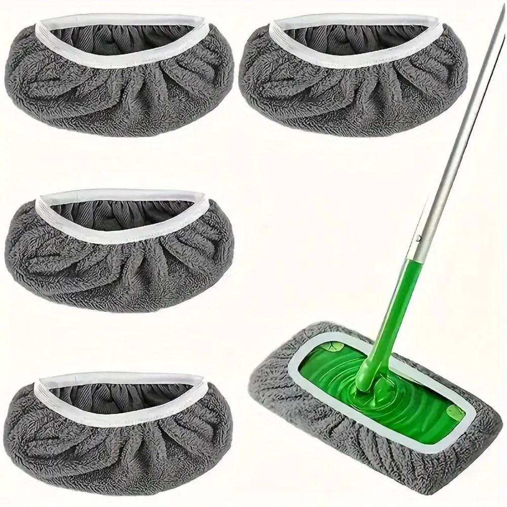 4 Pcs Reusable Ultra-fine Fiber Mop Pads High Water Absorption Universal Fit Most Standard Mops Firm Adhesion Cleaning Pads