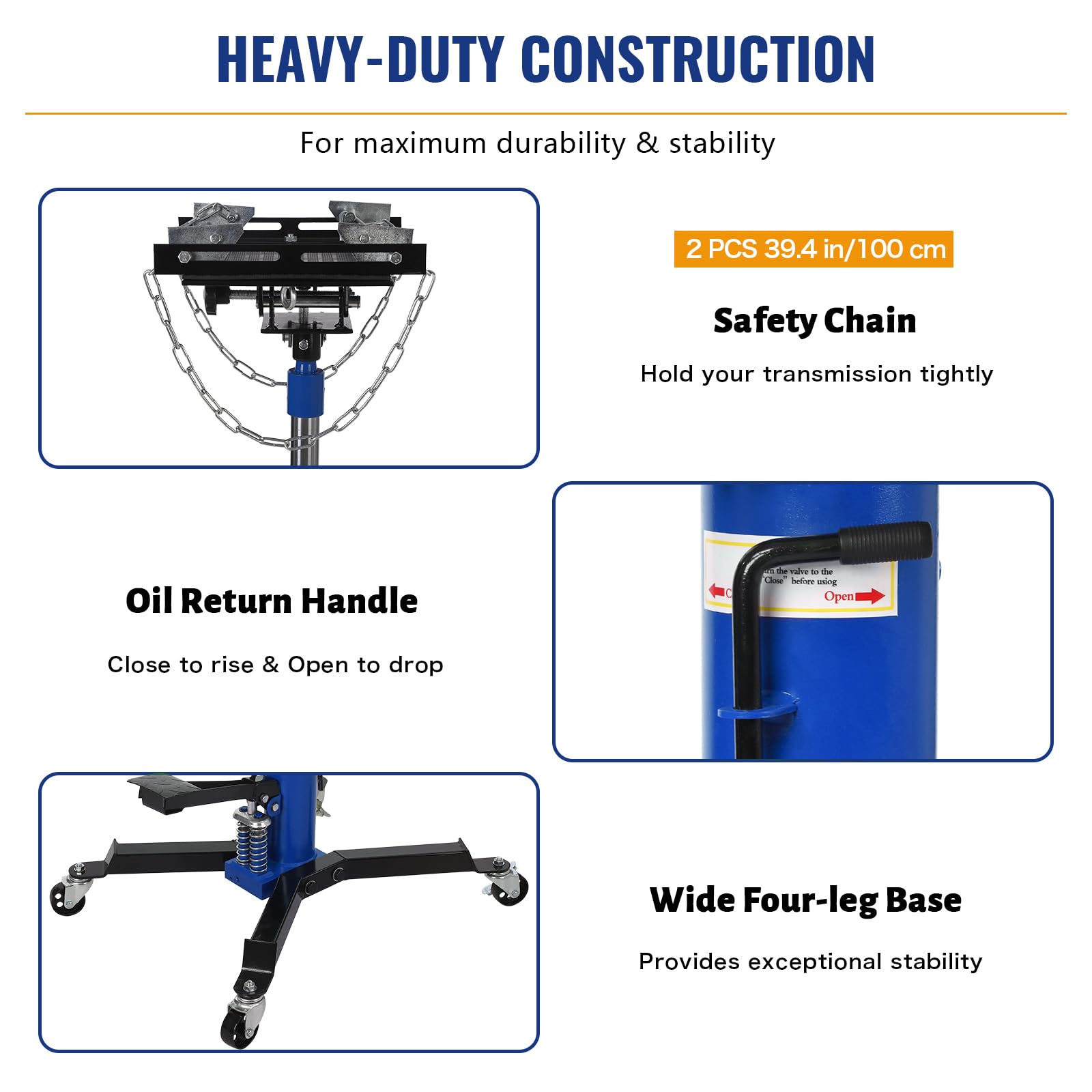 GARVEE1322lbs Hydraulic Transmission Jack Lift with Anti-Slip Rubber Pad, Dual-Stage Adjustable Telescoping Design, High Lift Dual Telescopic Jacks Hoist, Floor-Standing, Height Adjustable from 33.8" to 72.8" GARVEE1322lbs Hydraulic Transmission Jack Lift with Anti-Slip Rubber Pad, Dual-Stage Adjustable Telescoping Design, High Lift Dual Telescopic Jacks Hoist, Floor-Standing, Height Adjustable from 33.8" to 72.8"