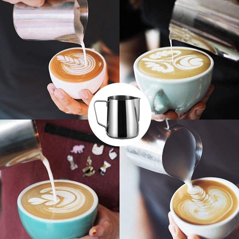 Stainless Steel Milk Frothing Pitcher Espresso Steaming Coffee Barista Latte Frother Cup Cappuccino Milk Jug Cream Froth Pitcher Kitchenware