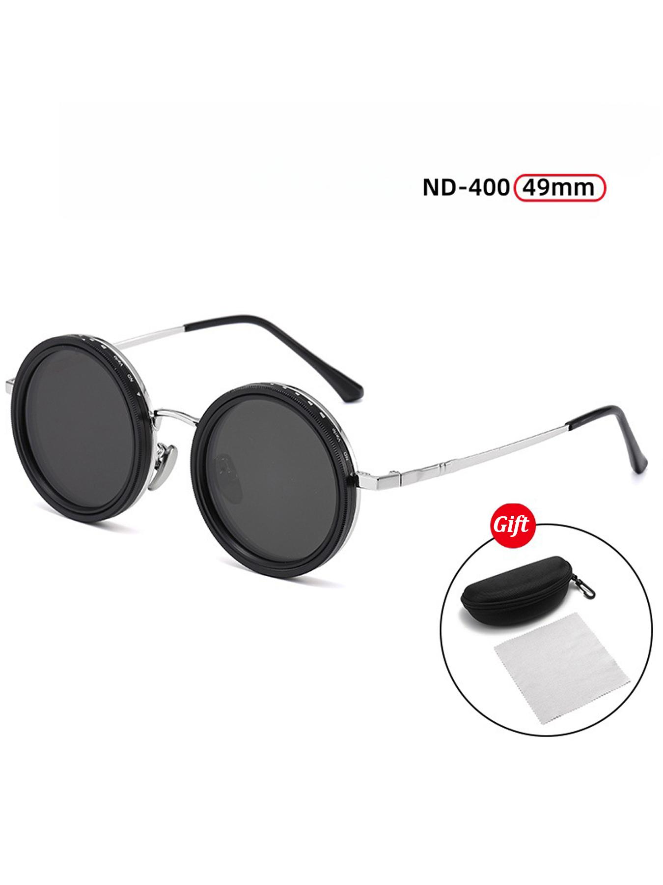 Black Lens Brightness Adjustable Tint Aperture Sunglasses Polarized Fishing Handmade ND9 Adjustable Dimming Sunglasses Trendy Sun Glasses