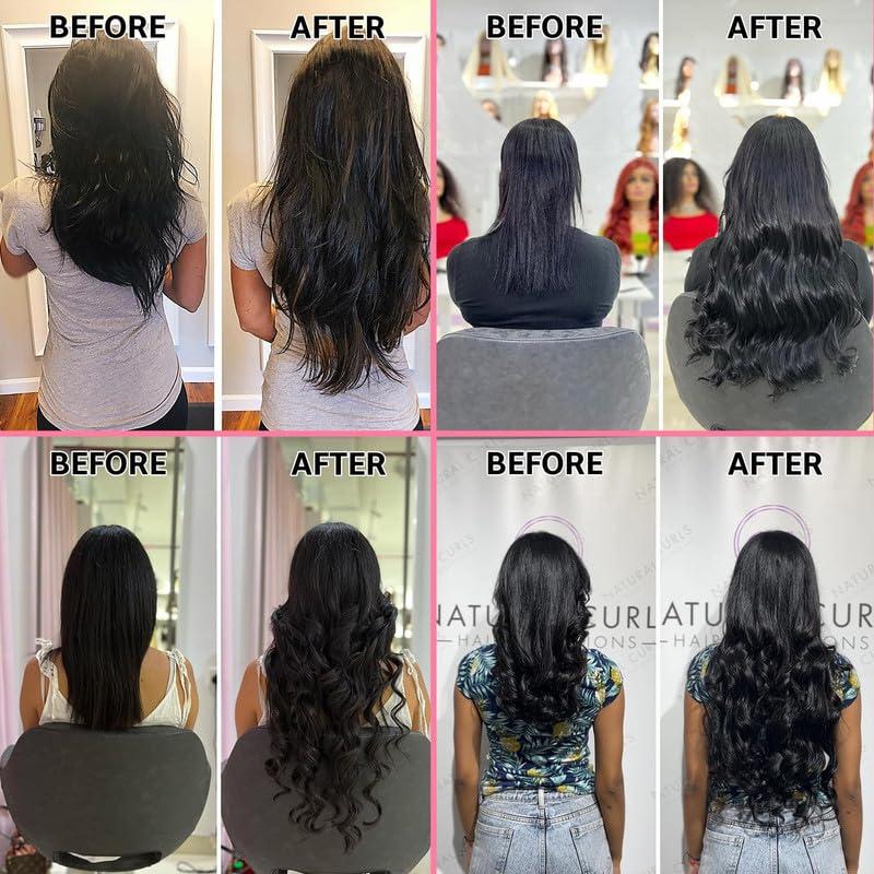 Tahikie Curly Clip in Hair Extensions Seamless Burmese Curly PU Clip ins Real Human Hair 8pcs Per Set With 18 Clips 120g / pack For Women Brazilian Real Human Hair Body Wave/ Deep Wave / Yaki Straight / Kinky Straight Natural Black  TikTokShopBlackFriday