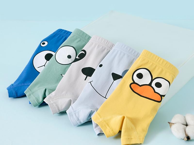 Toddler Boys' Boxer Briefs, 5-Pack Soft Cotton Tagless Underwear, Comfortable Stretch Briefs for Kids Ages 3-24