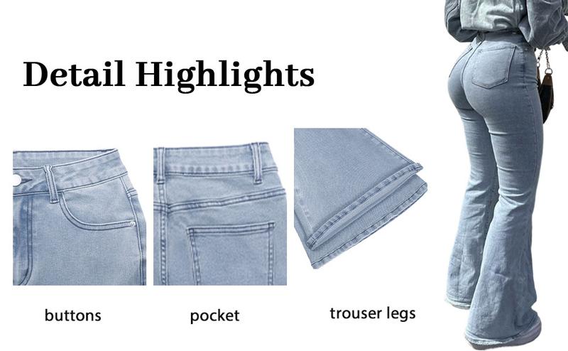 GILIPUR Y2K Women's High Waist Flare Leg Jeans, Casual Button Fly Pocket Design Bell Bottom Denim, Women's Bottoms for Daily Wear, Kardashian Style, 000 Jeans, Fashionable And Versatile Women's Jeans, Suitable For Spring, Summer, Autumn And Winter, Tchic GILIPUR Y2K Women's High Waist Flare Leg Jeans, Casual Button Fly Pocket Design Bell Bottom Denim, Women's Bottoms for Daily Wear, Kardashian Style, 000 Jeans, Fashionable And Versatile Women's Jeans, Suitable For Spring, Summer, Autumn And Winter, Tchic