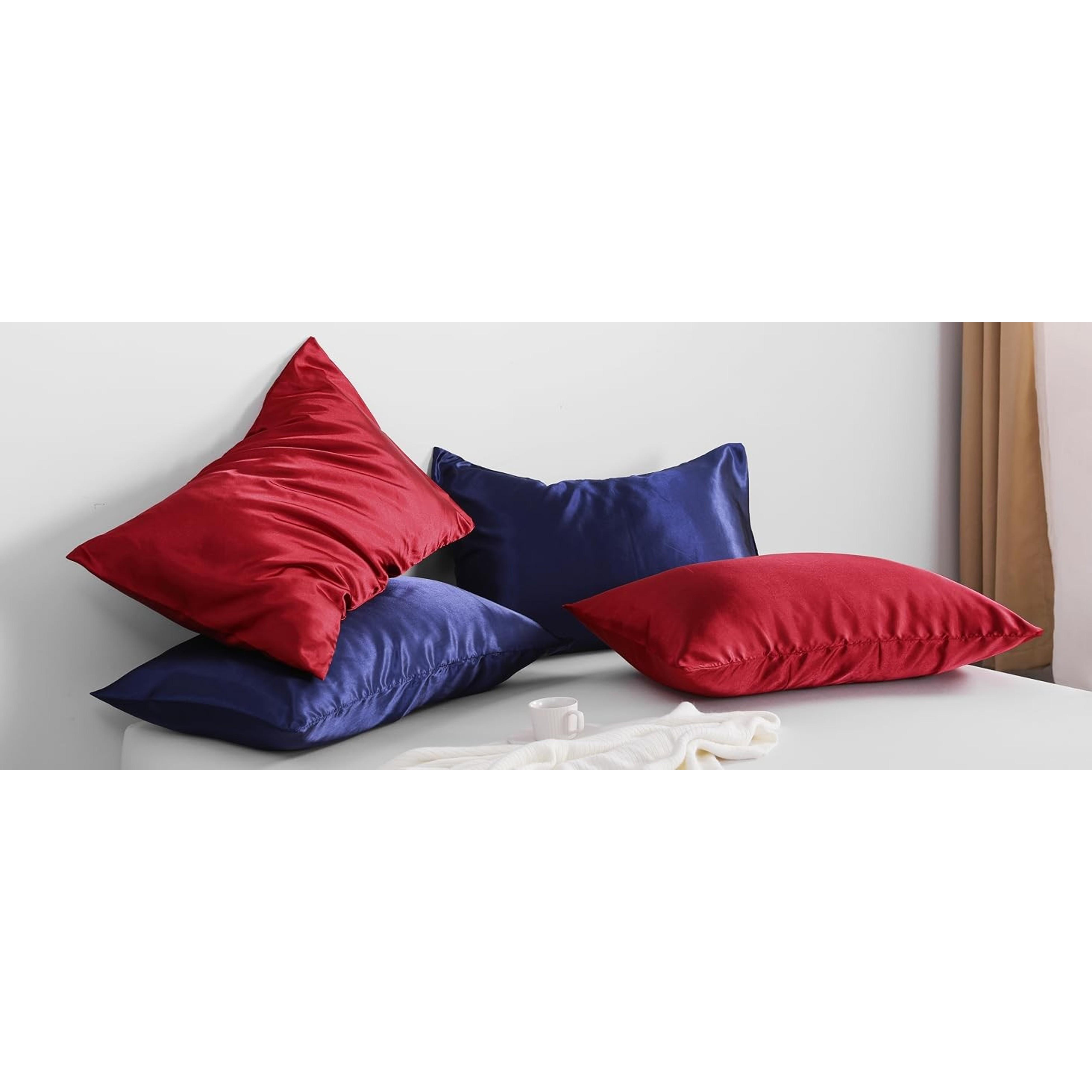 Standard Satin Pillowcases Set of 2, Black - Smooth Silky Microfiber Satin with Envelope Closure, 20 x 26 Inch Pillowcases, Pillow Inserts Not IncludedGift
