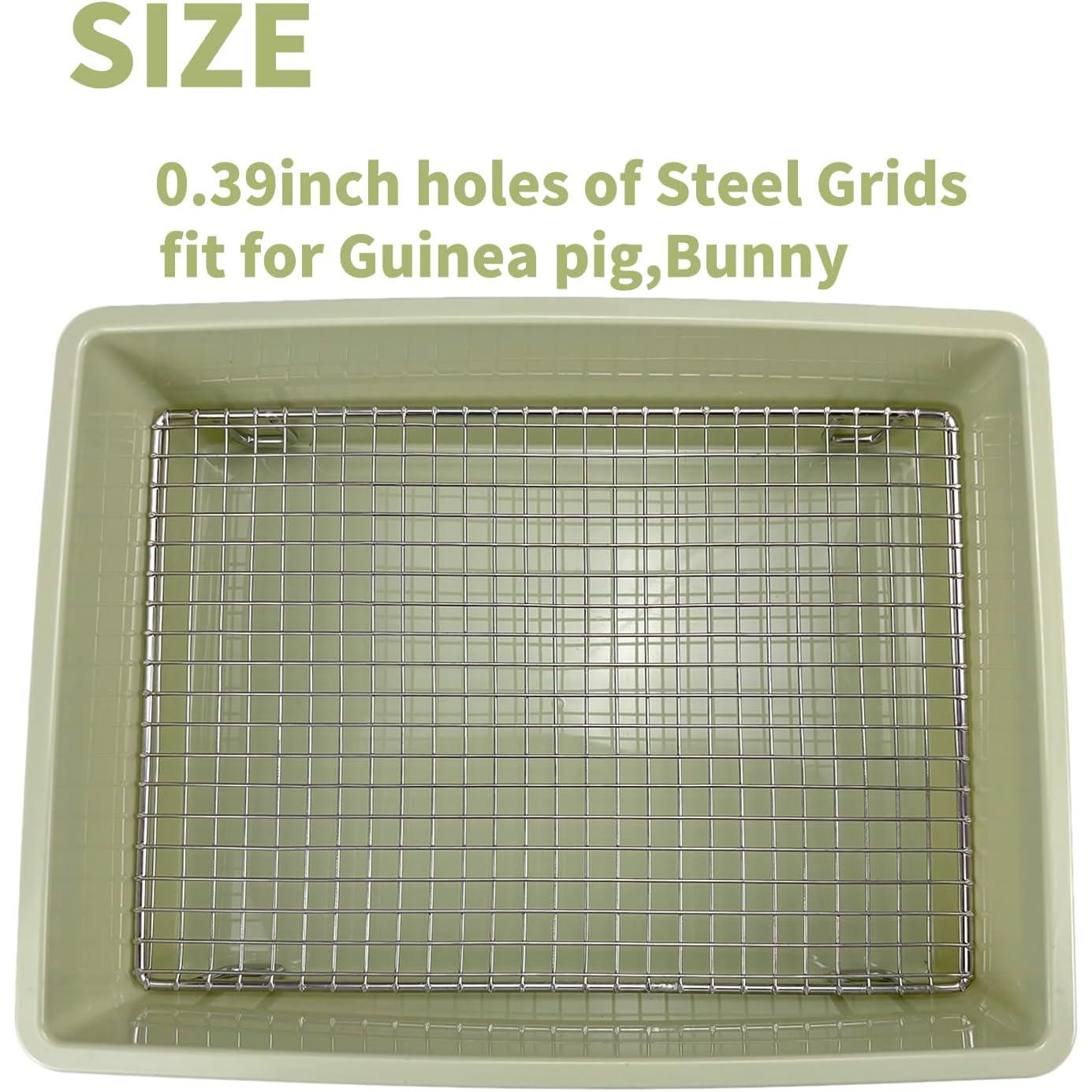 Upgraded Large & Medium Litter Box for Rabbits & Guinea Pigs - High-Capacity Cage Toilet Tray with Elevated Grid & Low Entry Design, Ideal for Bunnies, Ferrets, and Small Pets