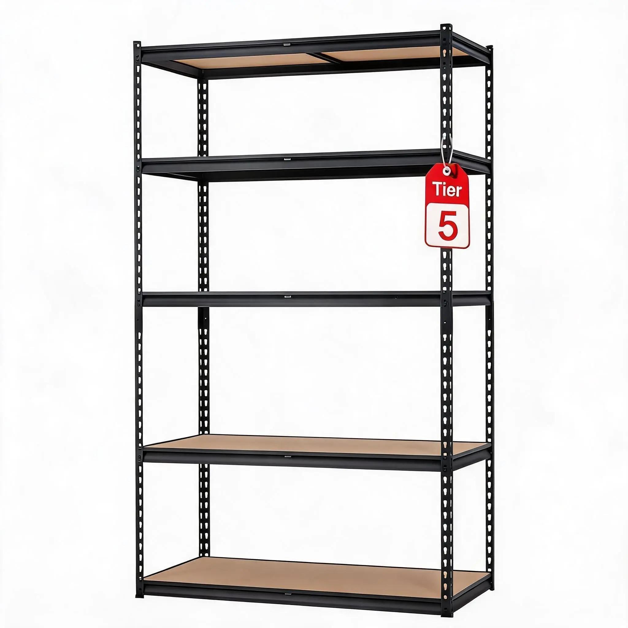 Garvee 5-Tier Smooth Heavy-Duty Metal Garage Storage Shelf Organiser, Adjustable Boltless Steel Tool Racks, 2000 lbs Total Capacity, Freestanding Unit for Garage/Basement - 756(W)x306(D)x1520(H)mm