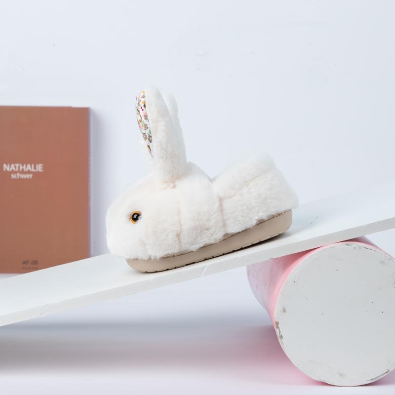 Drecage Girls Toddler Slippers Boys House Shoes For Little Kids Cute with Bunny Design Plush Indoor Slippers Non-Slip Comfortable Soft Cotton Footwear