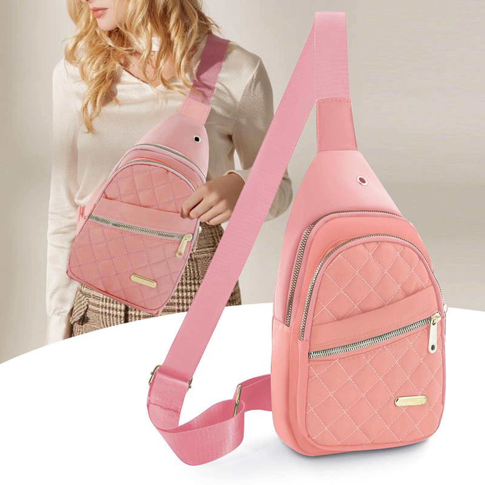 Lightweight & Waterproof,Solid Color Quilted Fanny Pack-Casual Large Capacity Zipper Chest Belt Bum Bag,Adjustable Sling Bag for Daily Use,Fashionable Large Capacity Sling Bag.