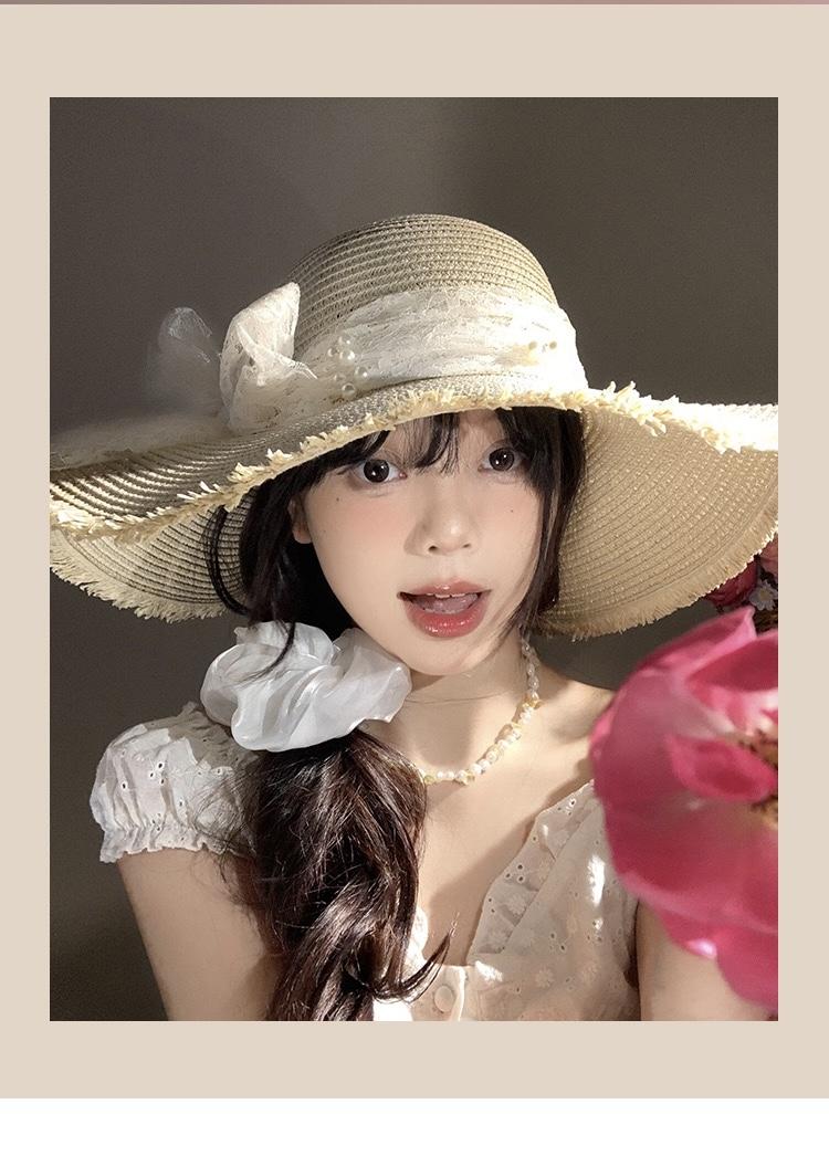 2025 n solar powered fan hat ew straw female lace bow summer large brim sunscreen sun beach sun sun fashion  trucker hats women fitted hats bonnet blue ti hats beret store one  piece  fake  straw  hat custom fedoras