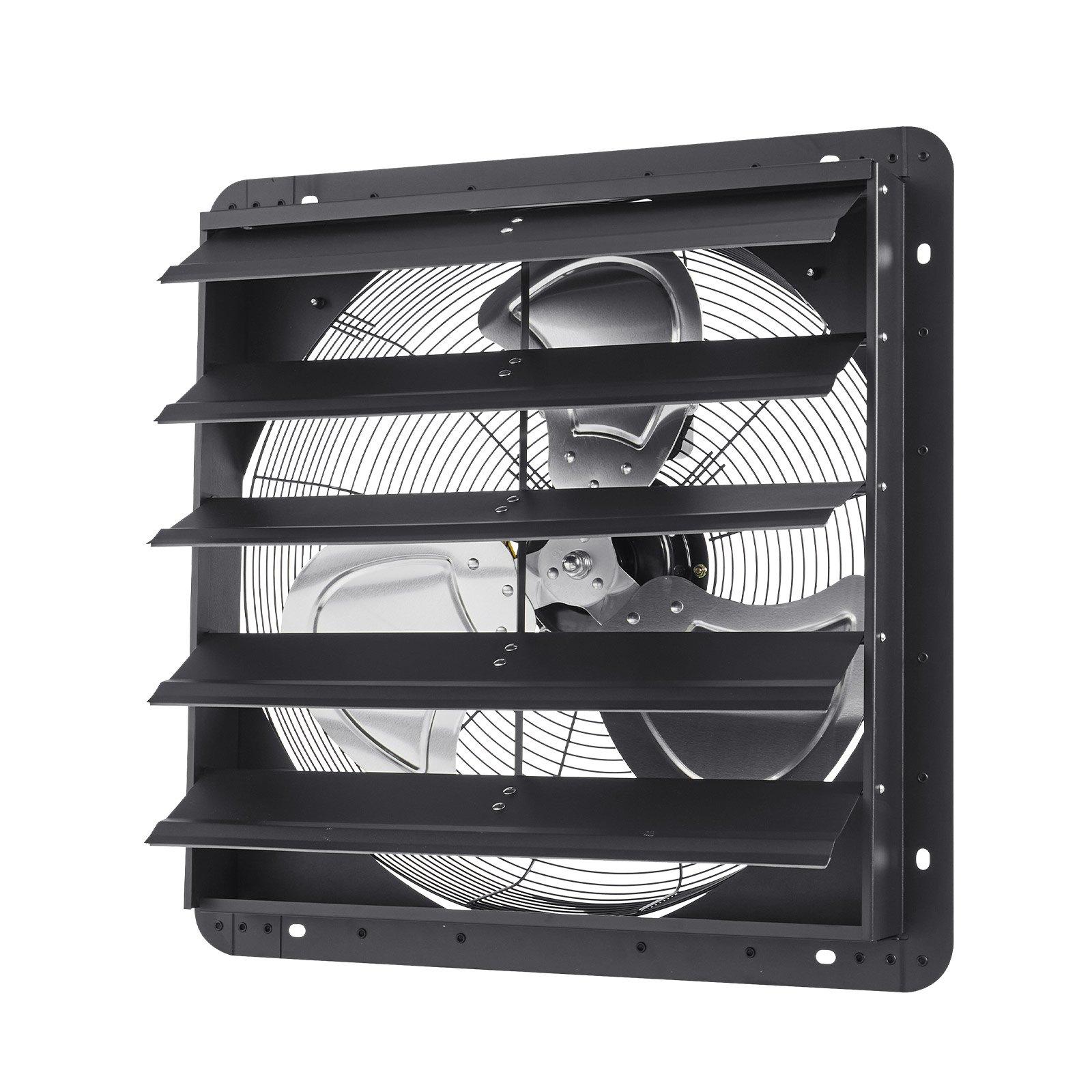 VEVOR 20 inch Shutter Exhaust Fan, Wall Mounted Attic Vent Fan with Smart Programming Variable Speed Temperature Control, 4800 CFM, EC Motor, Timer, for Shed, Garage, Greenhouse Ventilation Cooling, Black