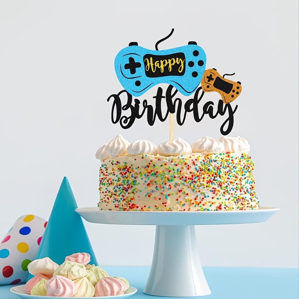 1 game-themed birthday party cake decoration