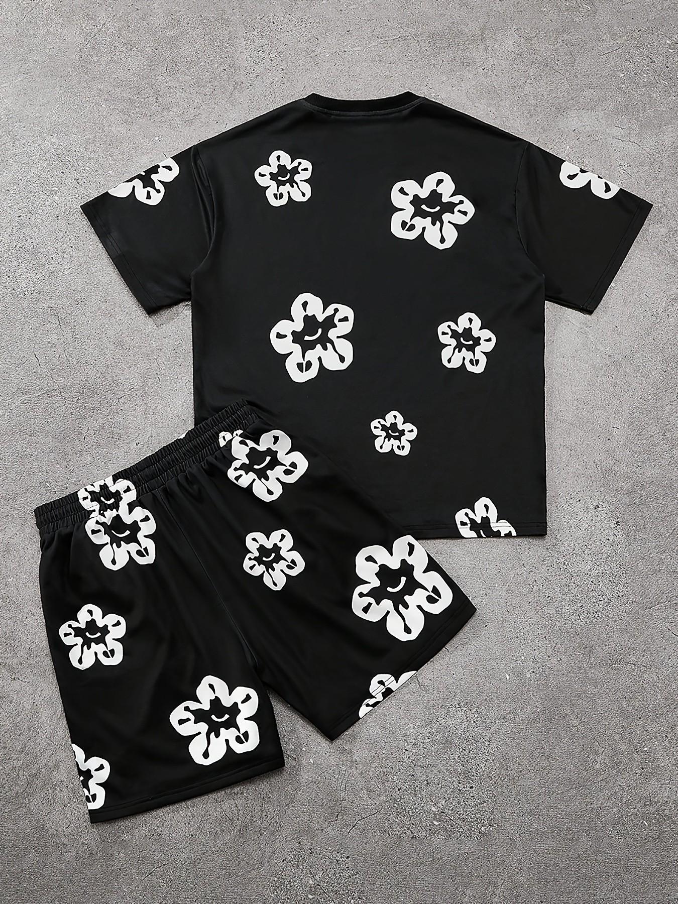 Men's Summer Suit Short Sleeve T-Shirt and Shorts, Breathable and Quick-Dry, Casual All over Print, Ideal for Outdoor Activities