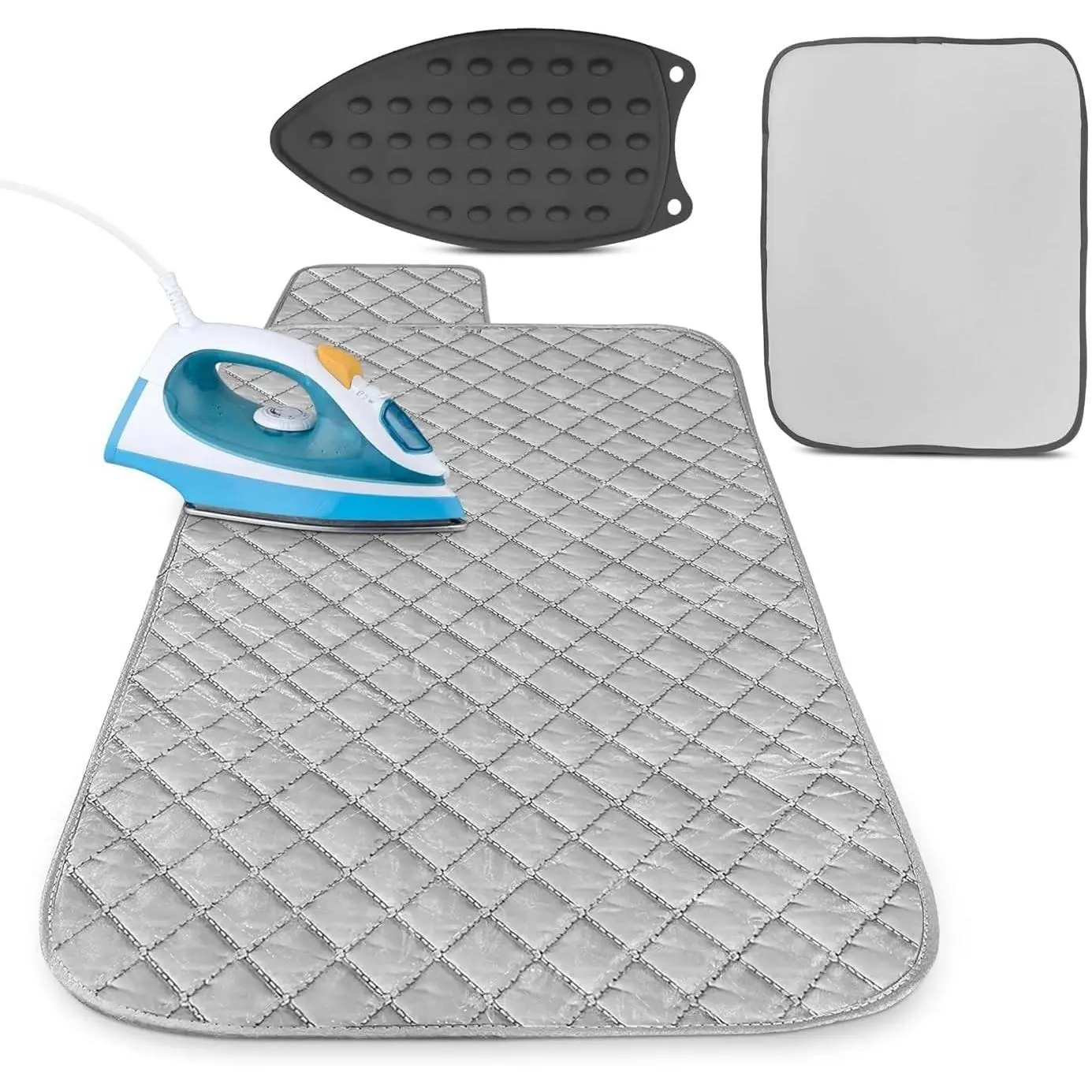 3-in-1 Ironing Mat for Table Top, 39.8 x 18.3 in, Magnetic Edges Ironing Pad for Washer and Dryer; 4-Layer Heat & Steam Protection; Silicone Iron Rest; for Quilting & Travel; Folds Flat