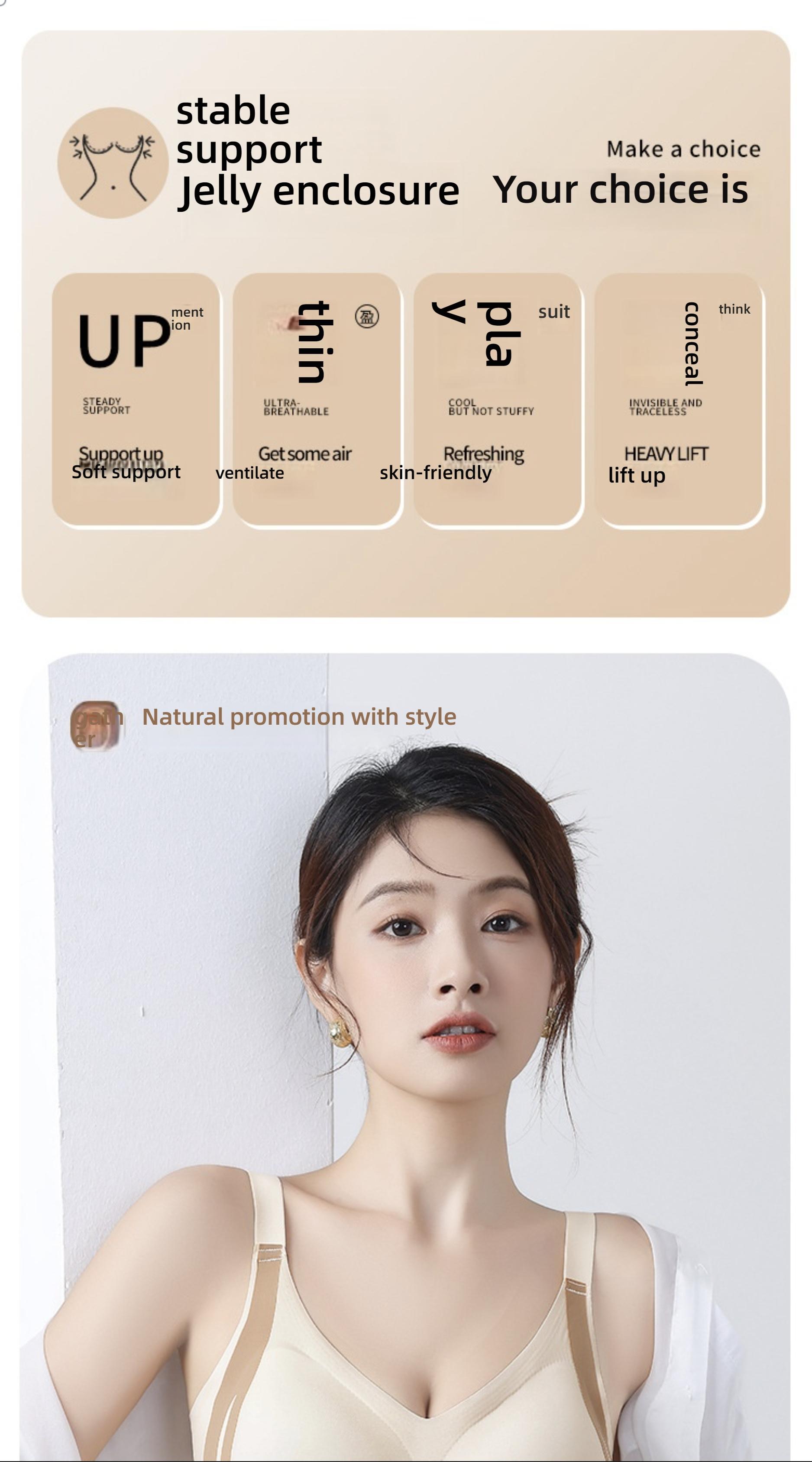 Fixed Cup Lift Push-Up Bra, Anti-Sag No Underwire Gathered Breast Support, Seamless Adjustable Backless Tube Top Lingerie