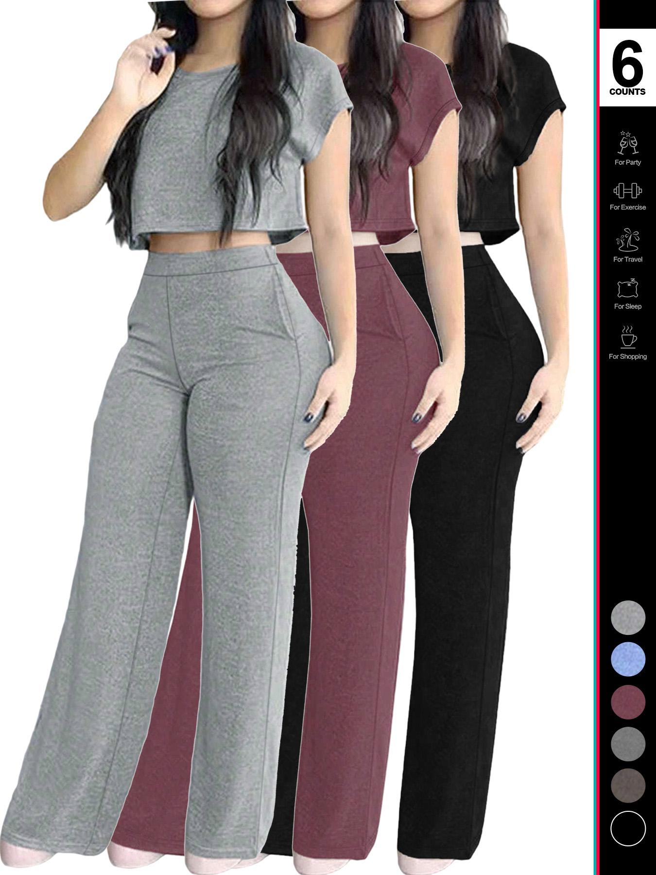 Women's Casual Elegant Solid Color Set, 2-Piece Daily Wear Clothes with Pockets, Comfortable & Stylish Design