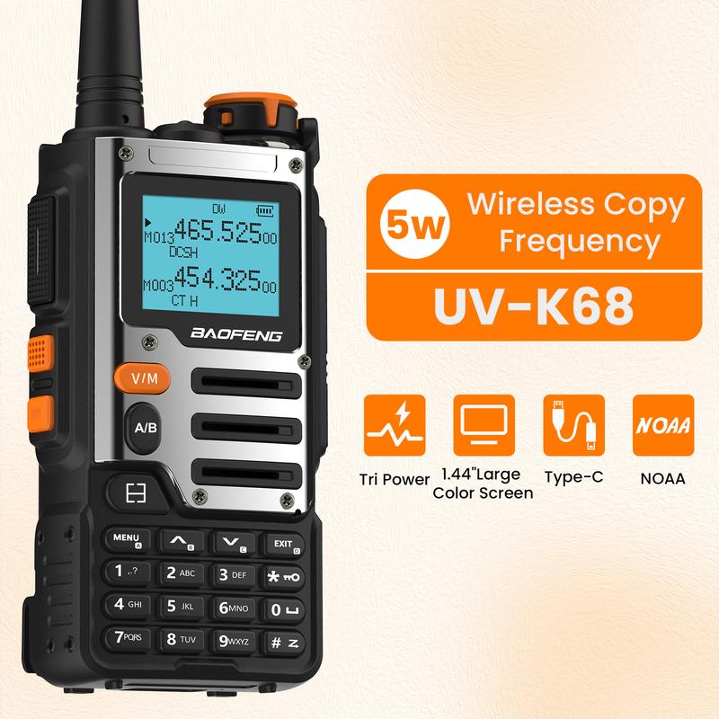 Baofeng UV-K68 (Upgrade of UV-5R) Tri-band Ham Radio Long Range, Handheld Walkie Talkie Long Range, Portable Wireless Two Way Radio Air Band FM Transceiver, USB-C Charging Emergency Comminication Gear Audio Products