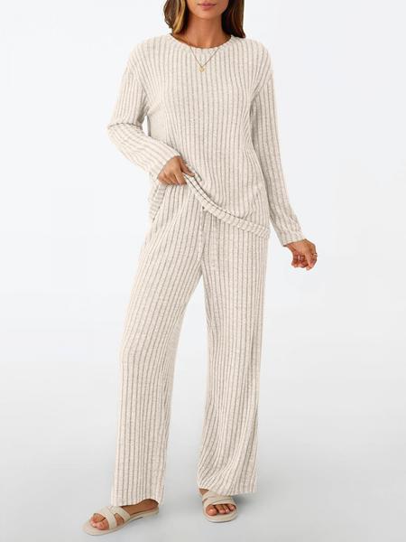 Womens Loungewear Lounge Sets 2 Piece Matching Pajamas Fall Fashion 2025 Ribbed Knit Outfits Long Sleeve Casual Sweatsuits