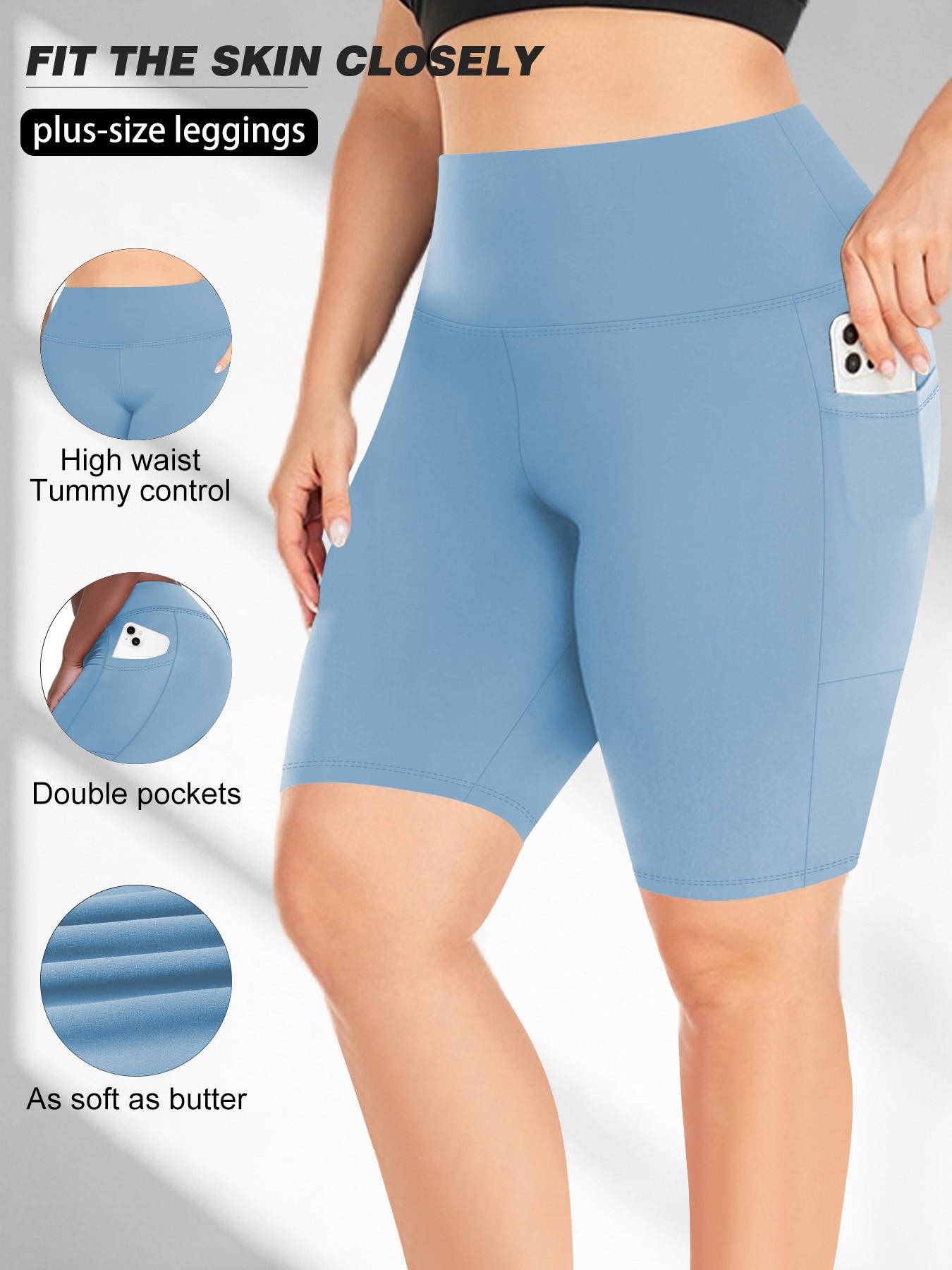 Women's High Waist Tight-Fitting Comfy Stretchy Shorts, Side Pockets, High Elasticity Abdominal Control, Casual Summer Shorts for Yoga Running, High Waisted Shorts