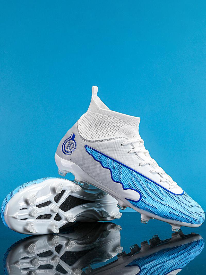 Lace up High Top Football Shoes, Anti-slip Spike Soccer Shoes, Matching Black Football Cleats, Solid Color Outdoor Sports Training Shoes, Football Field Boots, Men Shoes