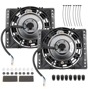 6 Inch Electric Radiator Cooling Fans, Universal Slim Pull 12V 80W 650CFM Direct Replacement Electric Fan with Mount Kit Pack of 2, Black