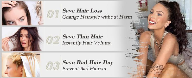 Curly Wavy Ponytail Extension 18 Inch Long Pony Tail Claw Clip Hair Extensions Fluffy Natural Looking Hair Piece Synthetic Hairpiece for Women Girls Party Daily Use Brown with Blonde Highlights Wave Wig Clip Hair Extensions