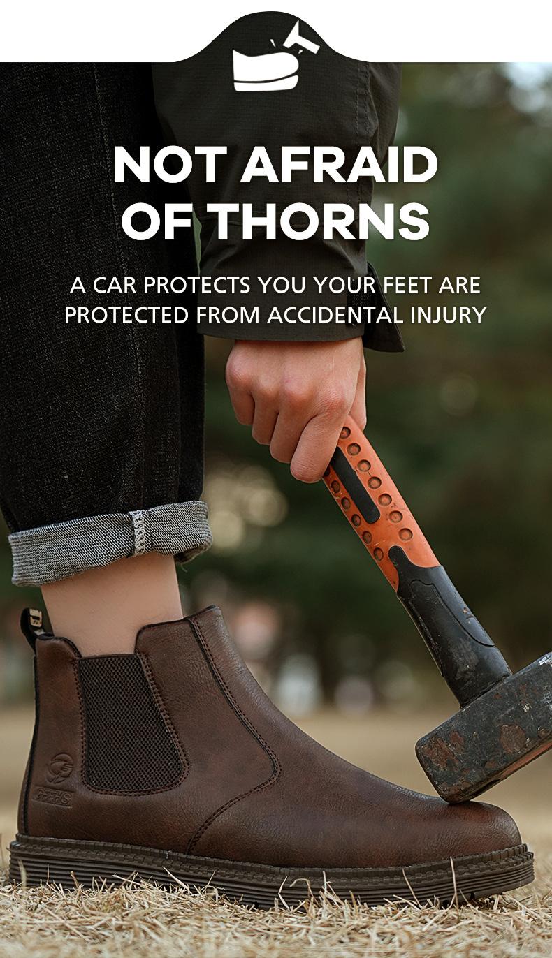 Splash-proof Smash-proof Puncture-proof Breathable Safety Shoes Lightweight Steel Toe Brown Non-slip Work Shoes for Women Footwear Bridal SpringStatements