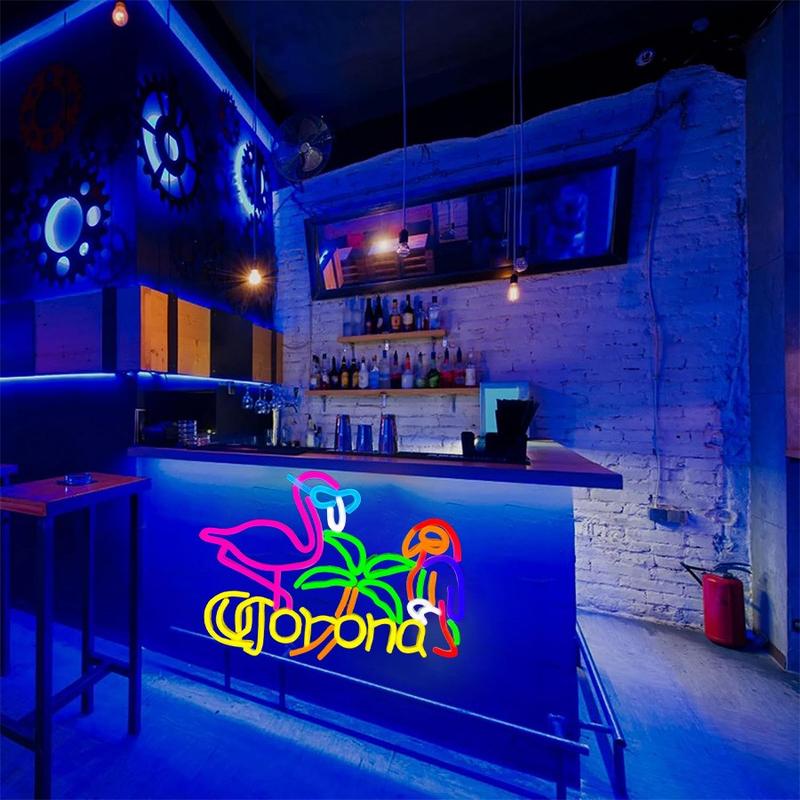Flamingo and Parrot Coronet Neon Sign for Wall Decor Beer Bar LED Man Cave Neon Light USB Powered Neon Art Signs Decor Gifts
