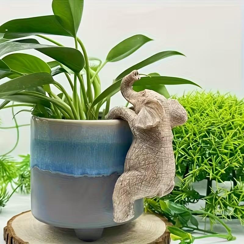 1pc, Hanging Flower Pot Elephant Lover Gift Home Balcony Garden Animal Decoration Sculpture Planter Flower Pot Decoration, Hanging Plant Pot, Hanging Planters, Home Decor