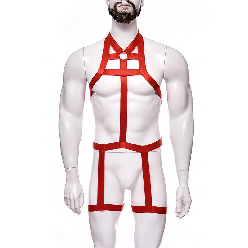 Men's Fashion Nightclub Style One-Piece Bondage Chest Harness Set, Elastic Adjustable, Perfect for Party, Nightclub & Stage Performance