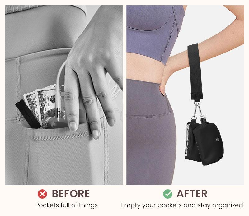 MEXS Mini Zip Around Wristlet Wallet for Women Dual Pouch Wristlet Portable Coin Purse Mini Women Coin Pocket