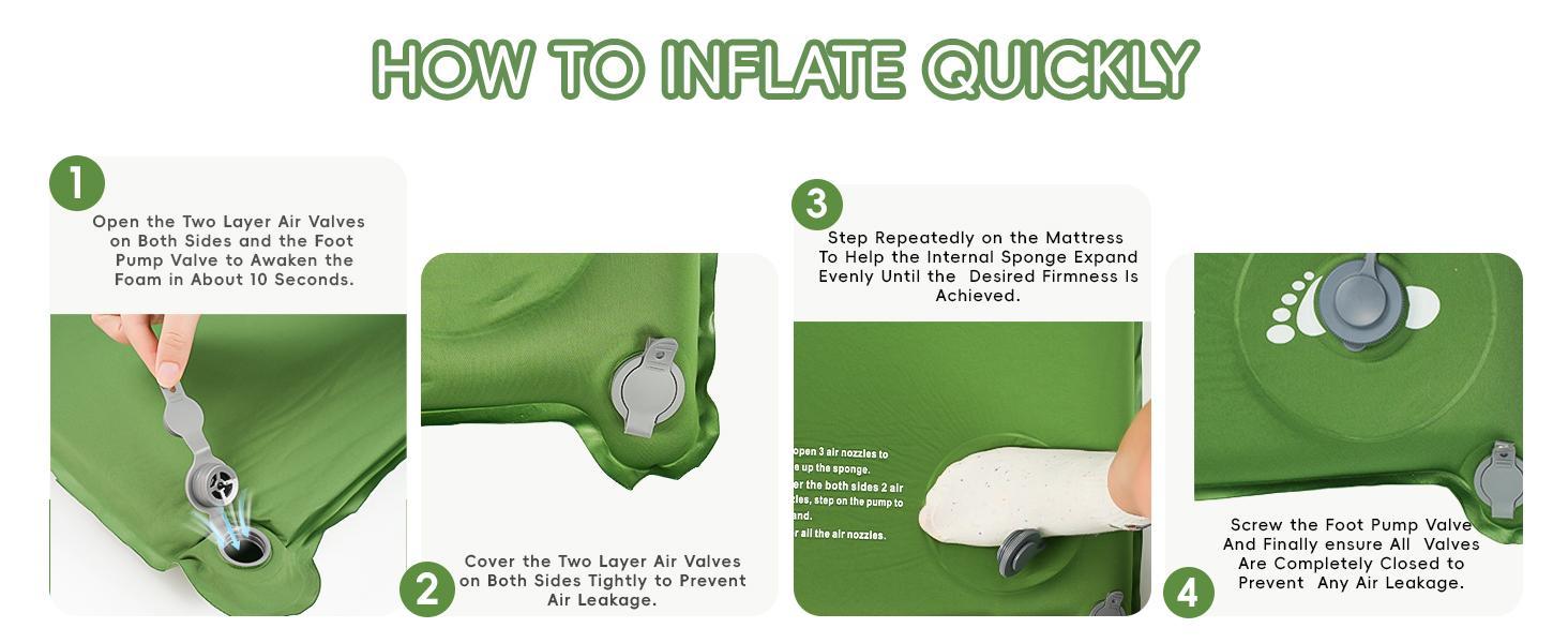 Memory Foam Camping Sleeping Pad with Pillow - 9.5 R-Value Insulated, Quiet, Foldable Portable Self-Inflating Mattress for Backpacking, Car Travel, R-Value 9.5
