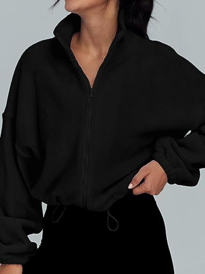 Women's Fleece Sports Jacket - Female Stand-Up Collar, Breathable, Zippered, Hand-Washable Outdoor Outerwear
